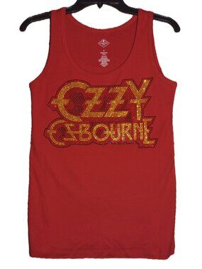 Ozzy Osbourne  Rhinestone bling red  sleeveless tank   XS,S,M,L,XL,XXL, …